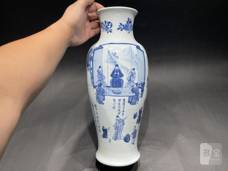 清康熙 青花饮中八仙图观音瓶 - 图4